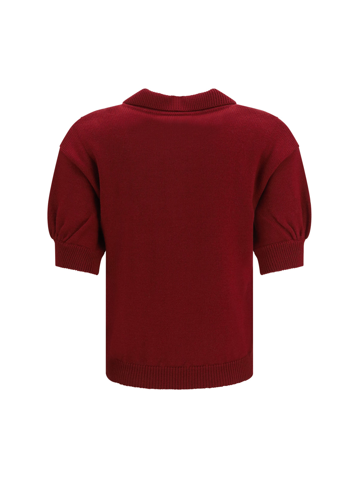 Alessandra Rich Merino wool Polo Shirt with buttons - Burgundy
