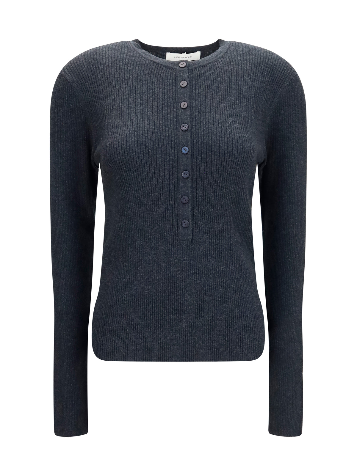 Lisa Yang Airi Henley Sweater in cotton and cashmere - Eclipse