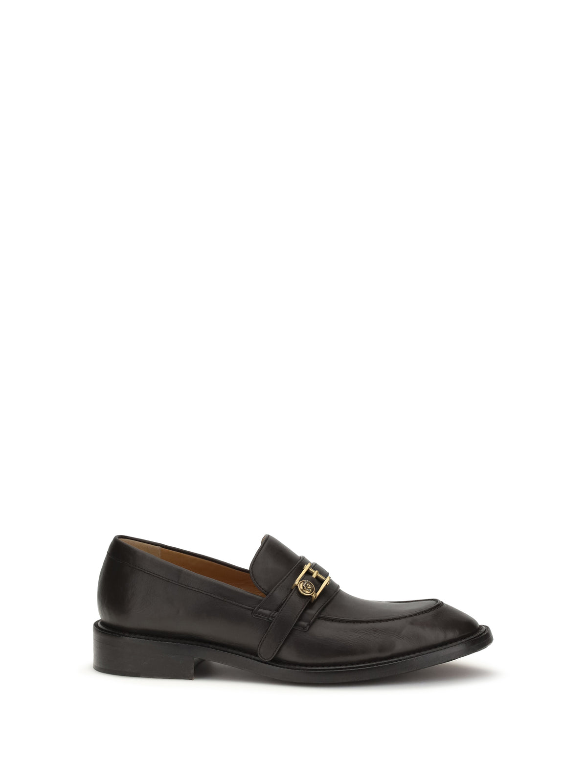 Versace Leather Loafers with Medusa accessory - Ebony-Gold