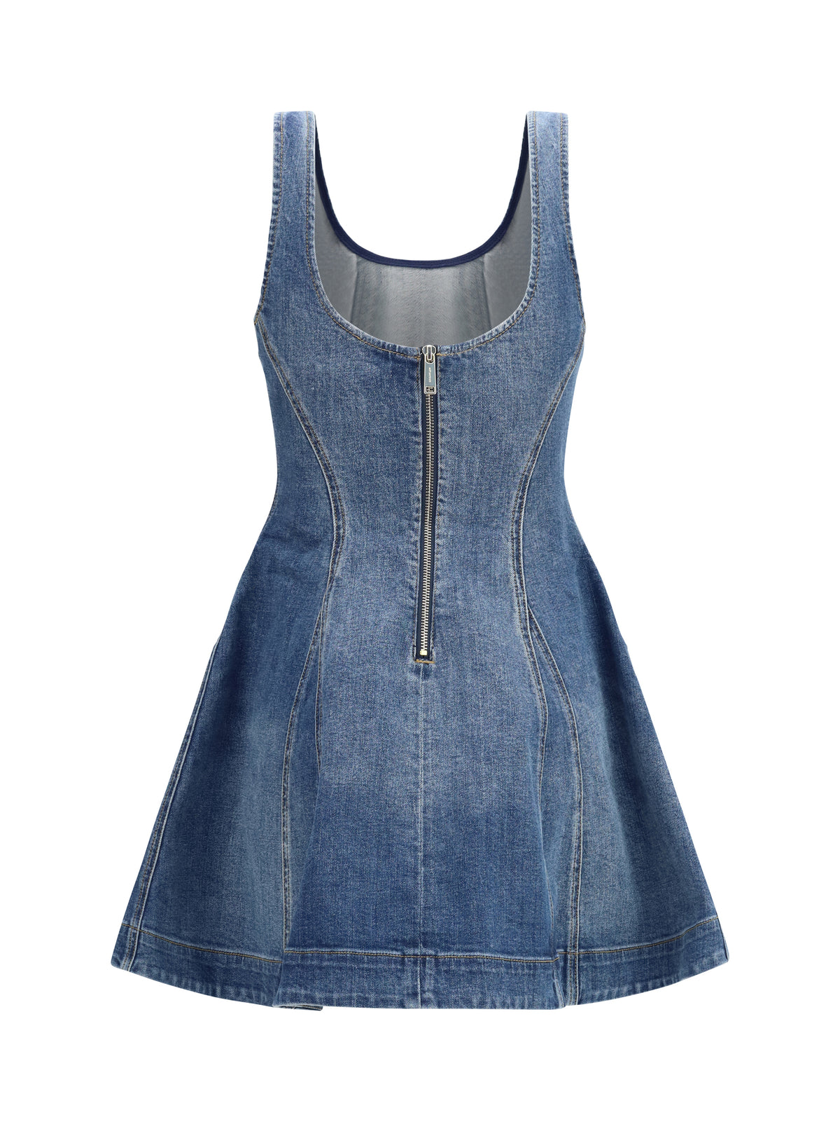 Self-Portrait Denim flared mini Dress - Blue