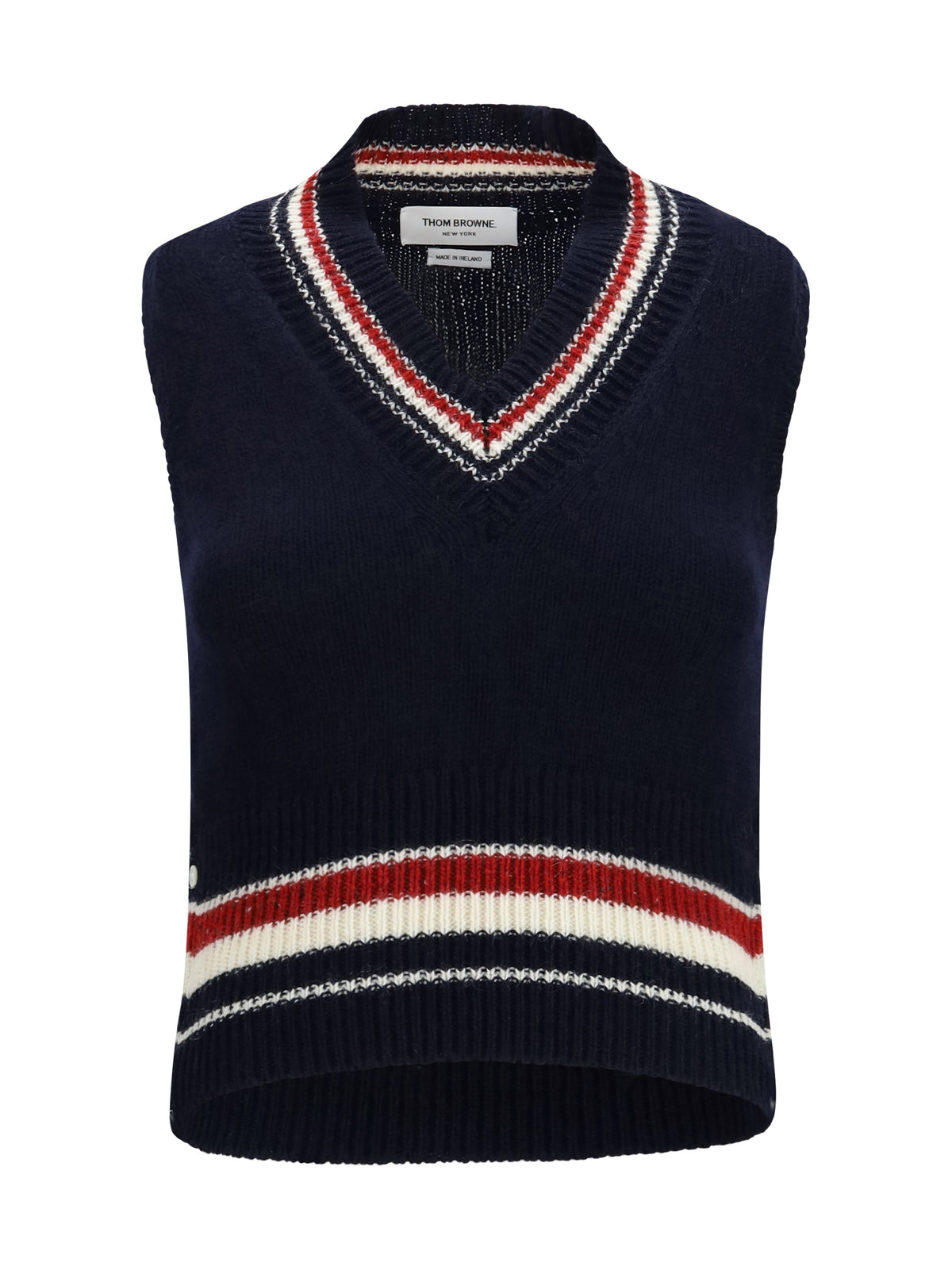 Thom Browne Hector striped V-neck Vest - Navy