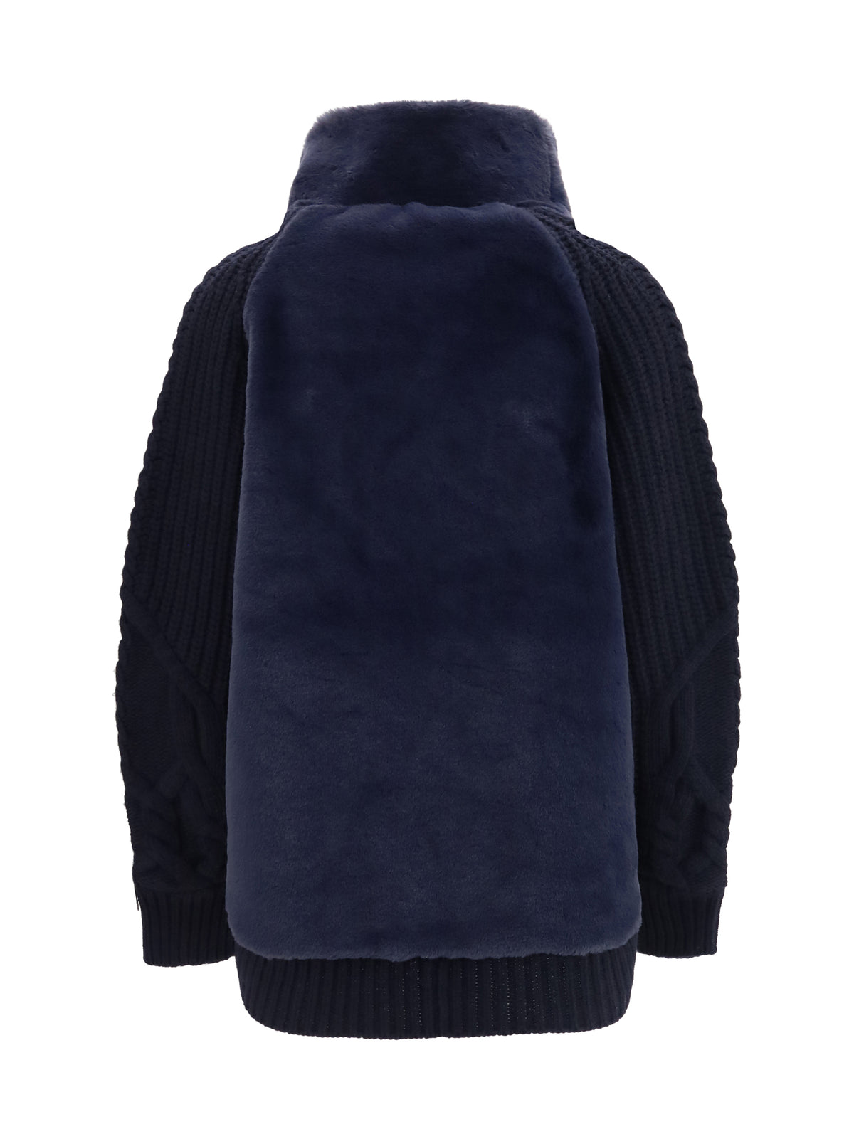 Herno High-neck fur Jacket - Blue Navy