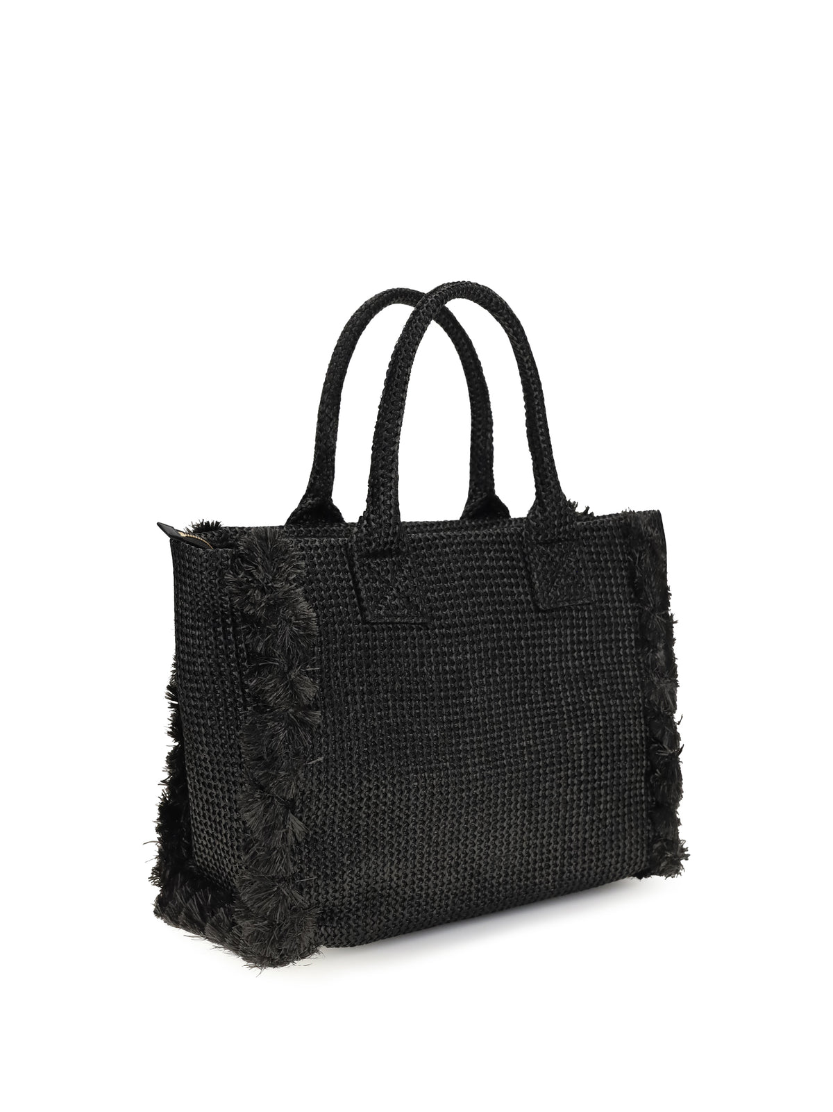 Pinko Medium Beach Rafia Tote Bag - Black-Antique Gold
