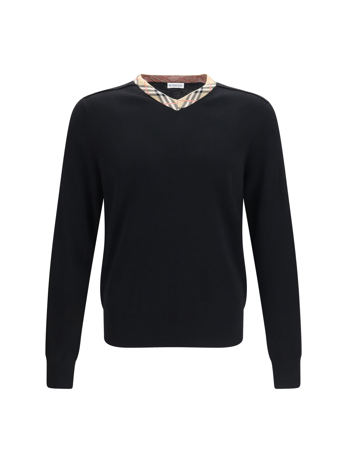 Burberry Check trim wool Sweater - Black