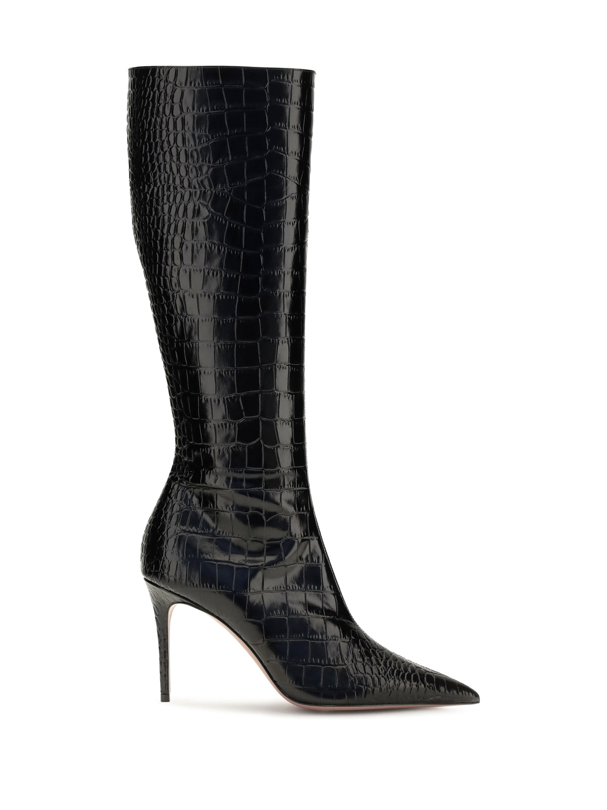 Paris Texas Vera crocodile-effect leather knee-high Boots - Charcoal