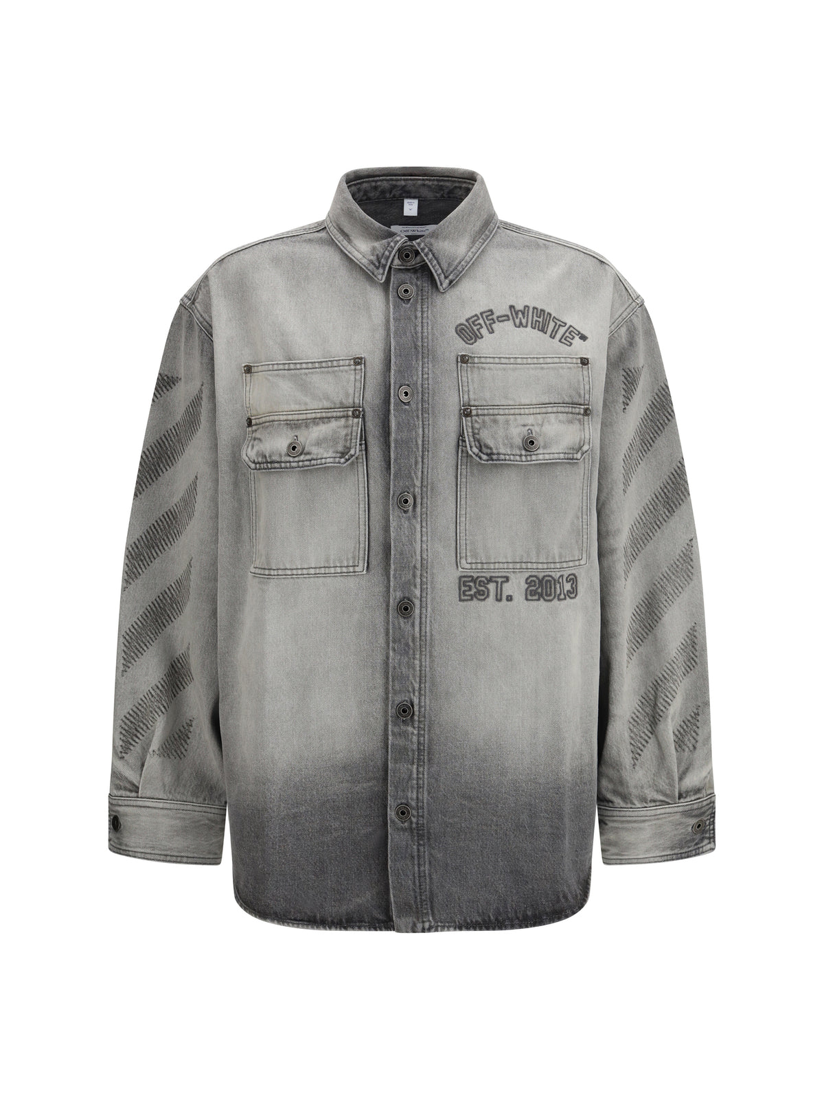 Off-White Diag Military Overshirt in denim - Sun-Faded Grey