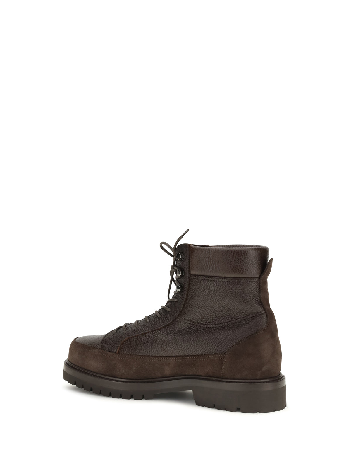 Brunello Cucinelli Explorer délavé deer leather and suede Booties - Testa Di Moro+Moka