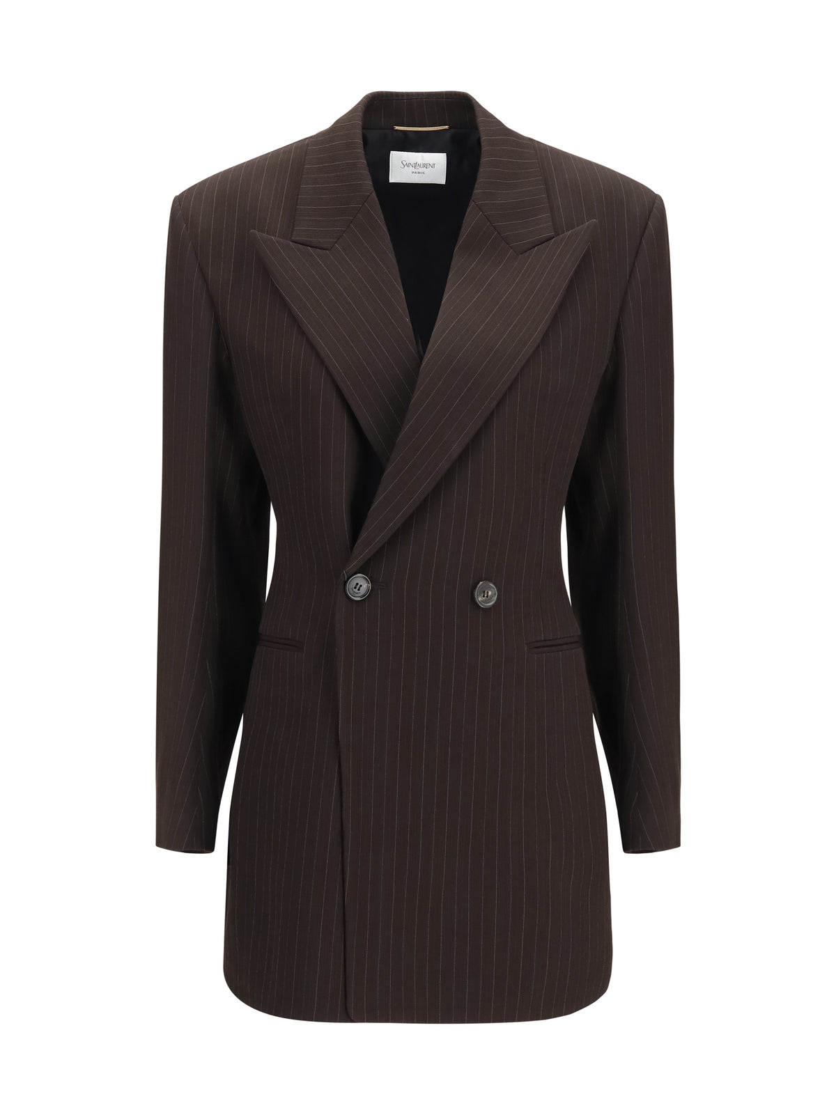 Saint Laurent Double-breasted pinstripe mélange wool Jacket - Marron/Beige