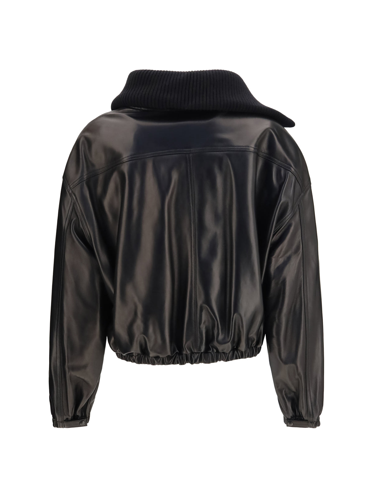 Phoebe Philo Rib neck leather Jacket - Black