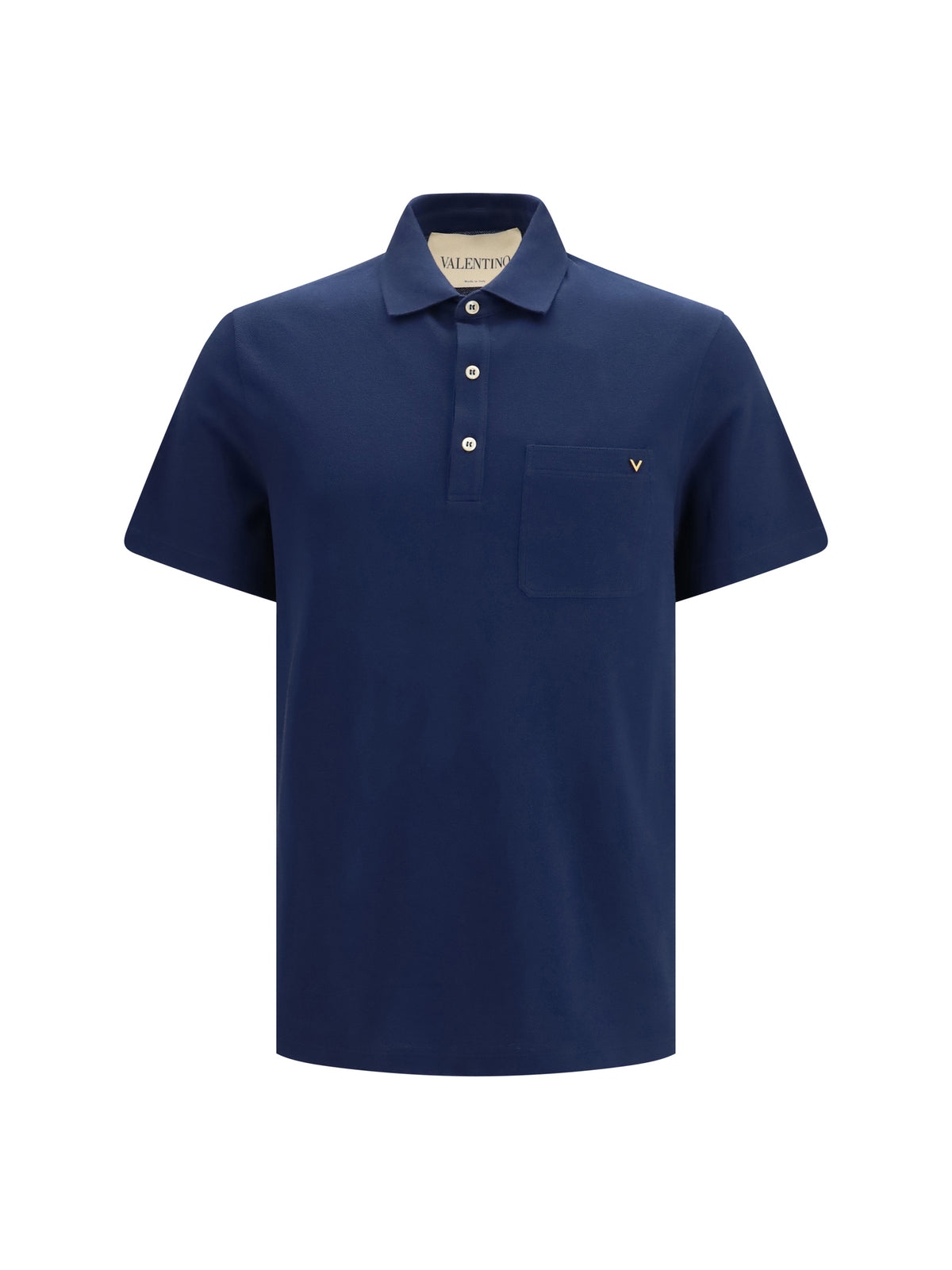 Valentino Cotton piqué Polo with VLogo - Indaco