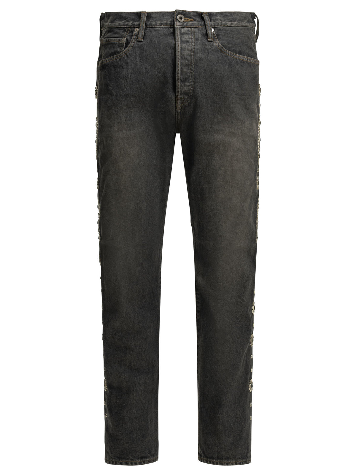 Kapital "5P Monkey Cisco Studs" Straight-Leg Jeans - Black