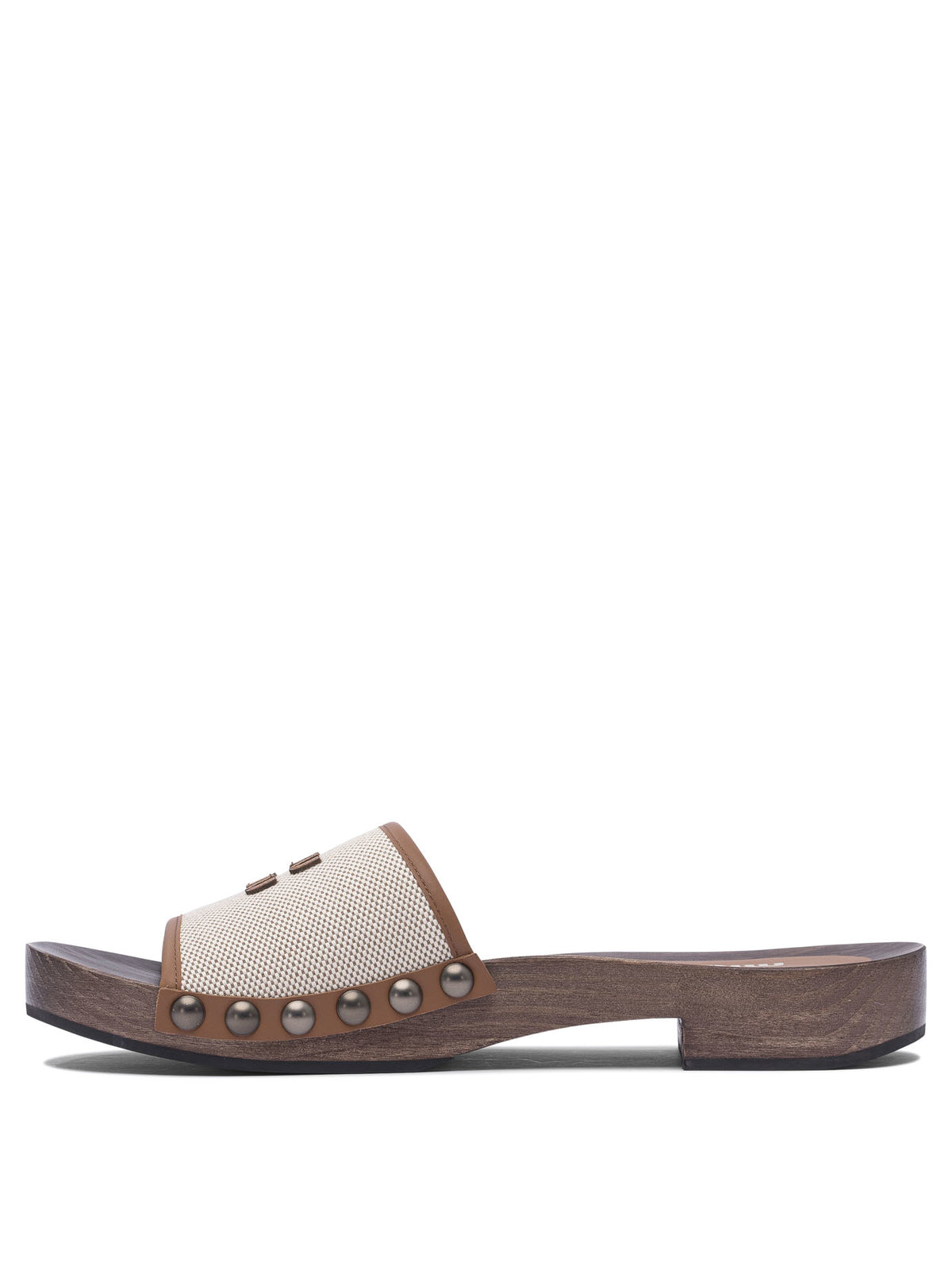 Miu Miu Canvas and leather clogs 30 mm - Beige