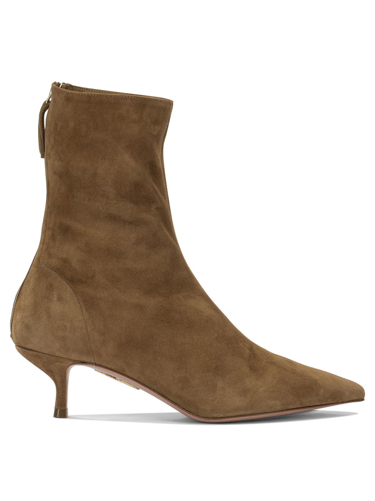 Aquazzura "Montmartre 50MM" Ankle Boots with Zipper - Brown