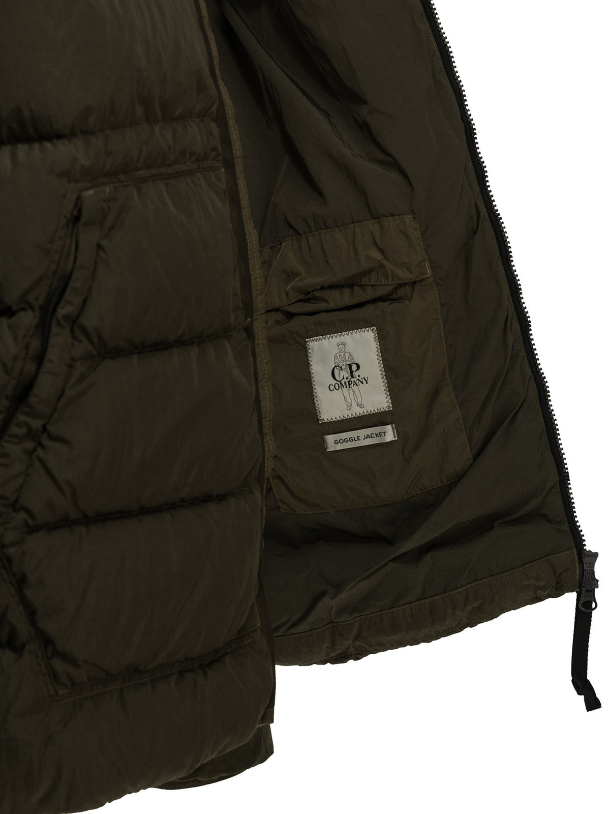 C.P. Company "Chrome-R Goggle" Short Down Jacket - Green