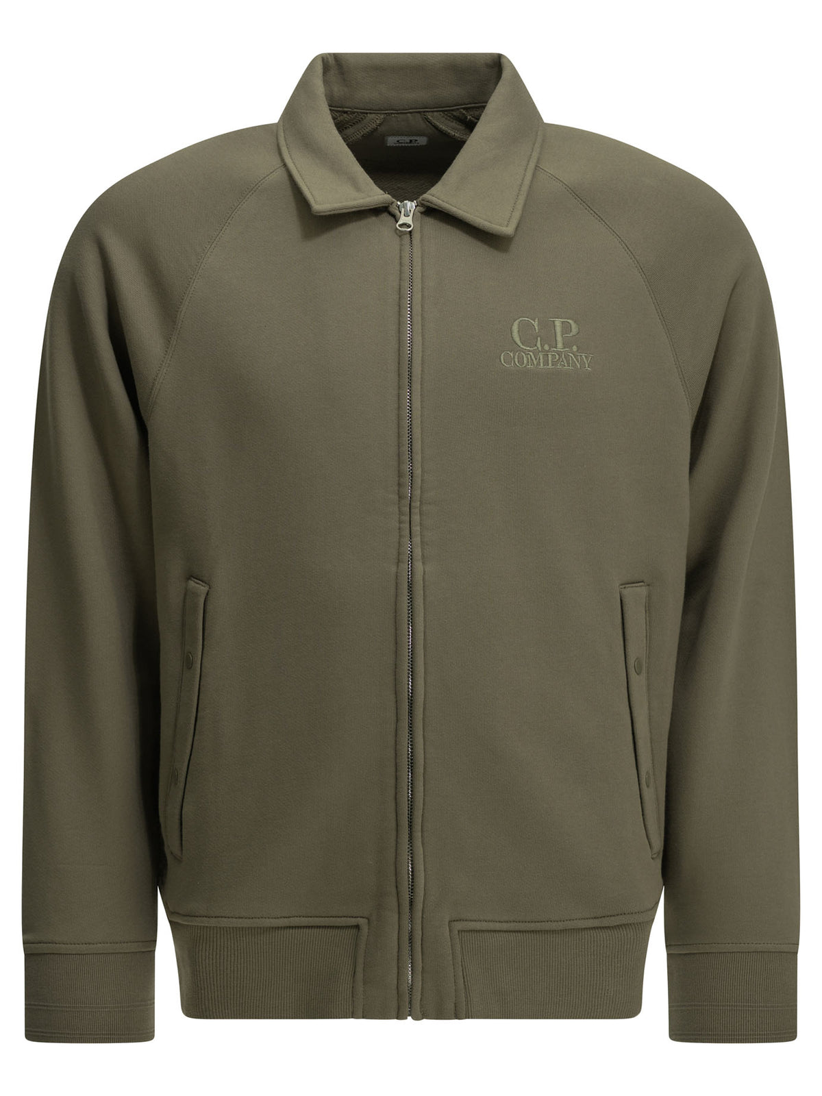 C.P. Company Zip-up Sweatshirt with Logo - Green