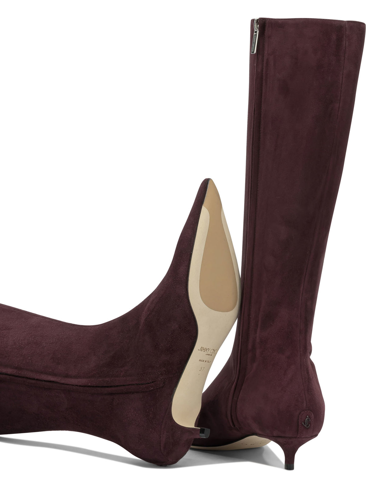 Jimmy Choo "Amis 35MM" Knee-High Boots - Burgundy