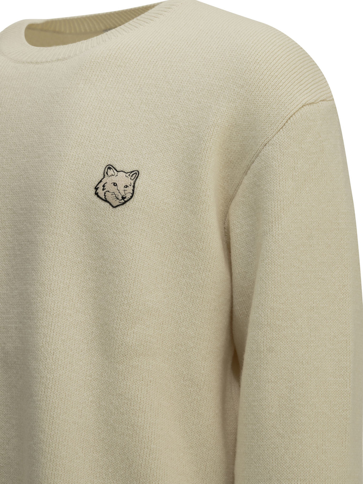 Maison Kitsuné "Fox Head Milano" Crew-Neck Sweater - White