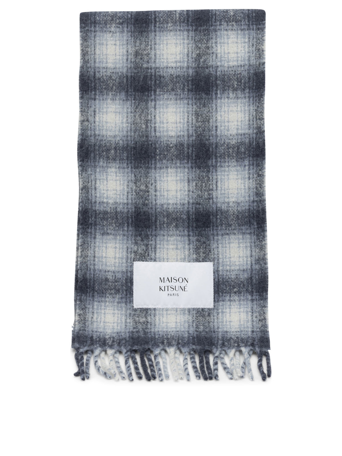 Maison Kitsuné Alpaca Fringed Scarf - Blue