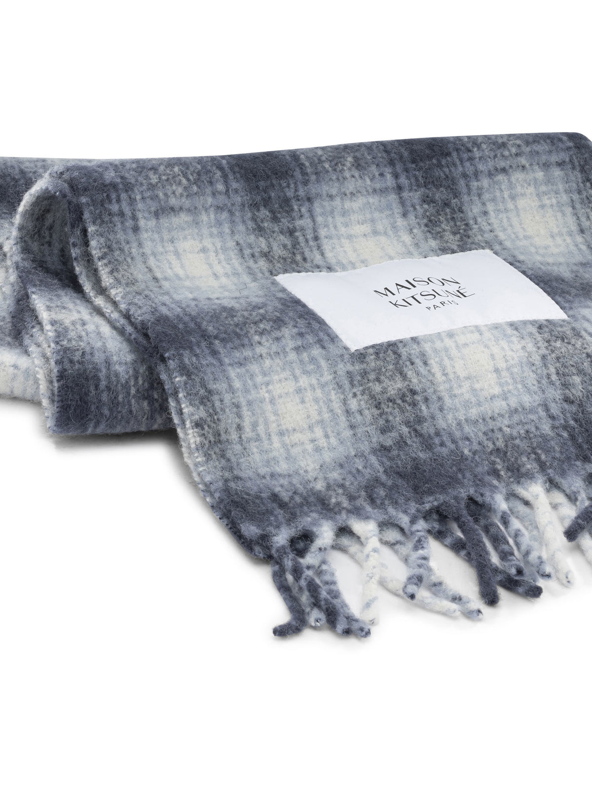 Maison Kitsuné Alpaca Fringed Scarf - Blue