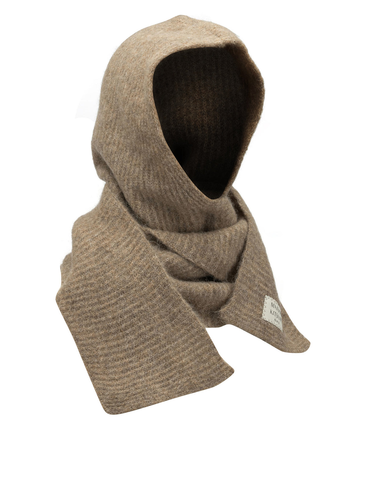Maison Kitsuné Hooded Scarf with Logo - Brown