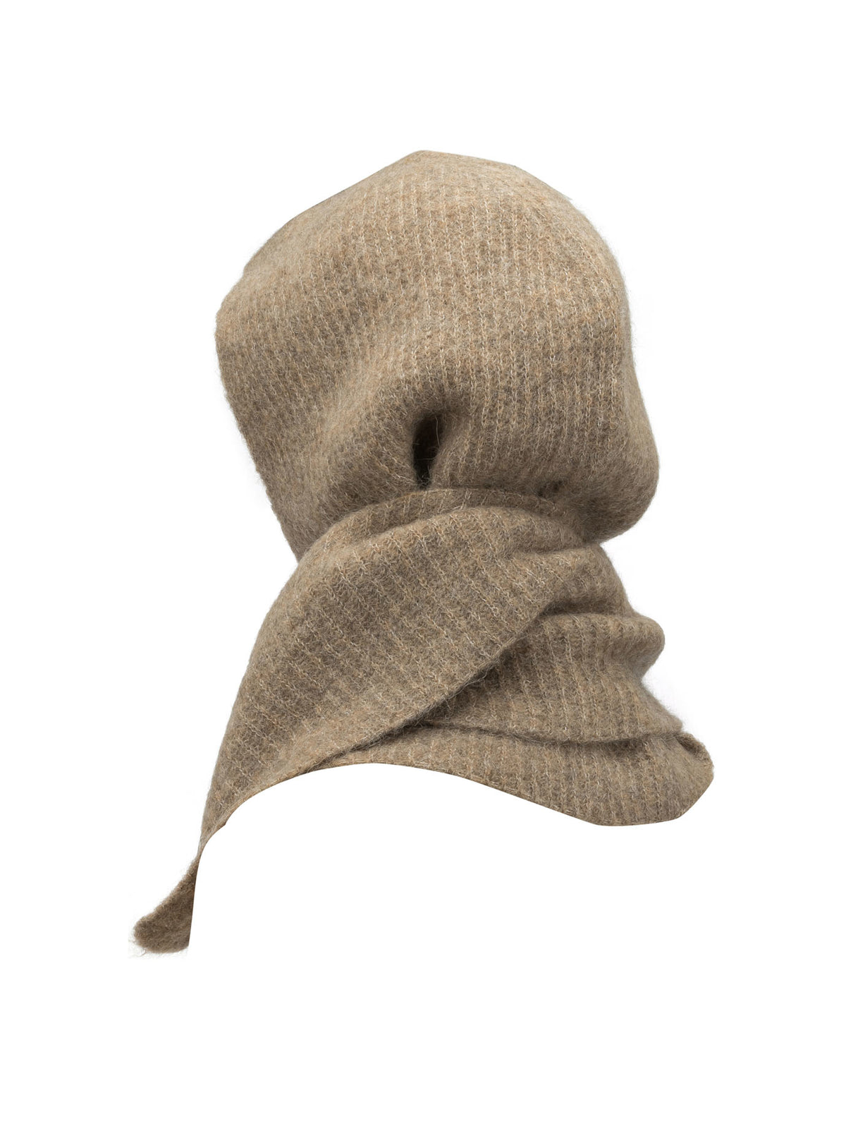 Maison Kitsuné Hooded Scarf with Logo - Brown