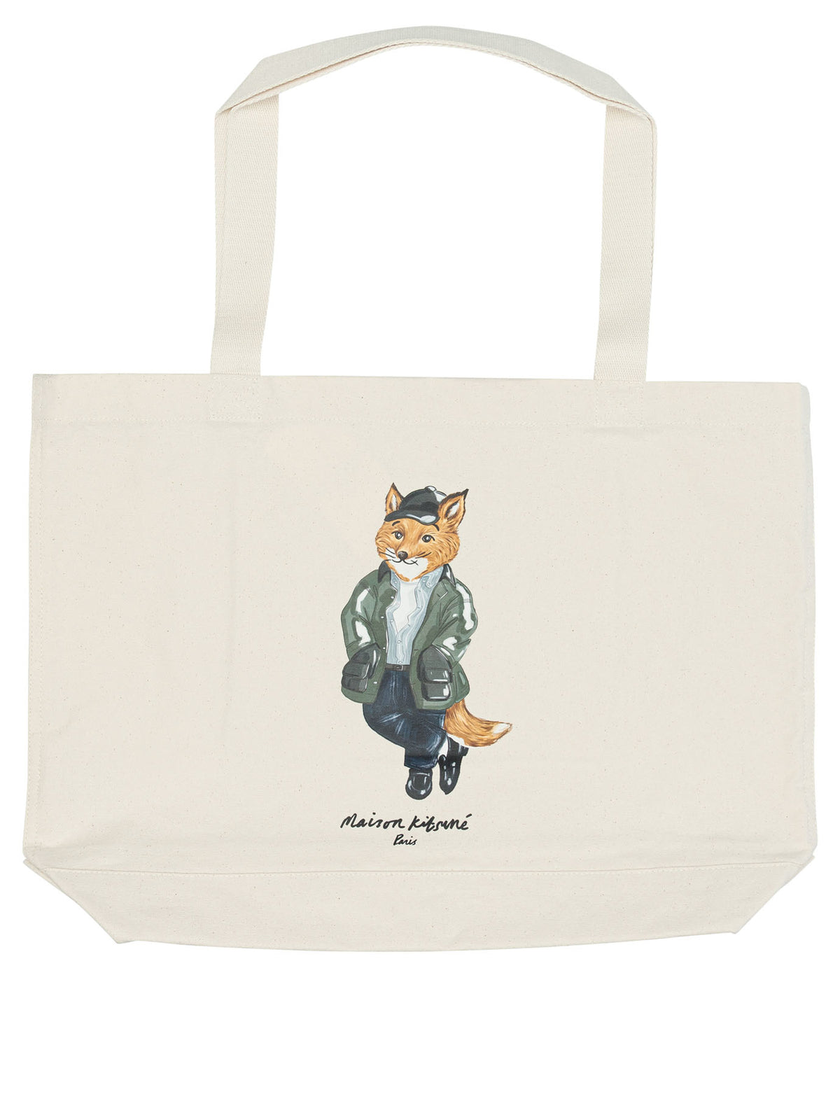 Maison Kitsuné "Weekend Fox" Large Shoulder Bag - Beige
