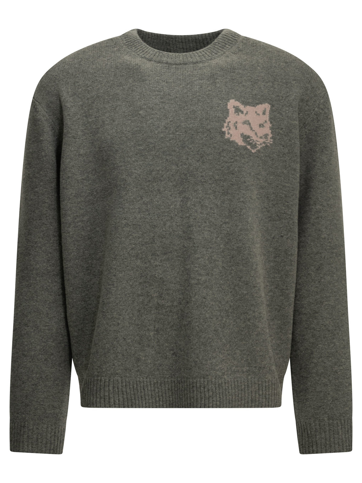 Maison Kitsuné "Fox Head" Crew-Neck Sweater - Grey