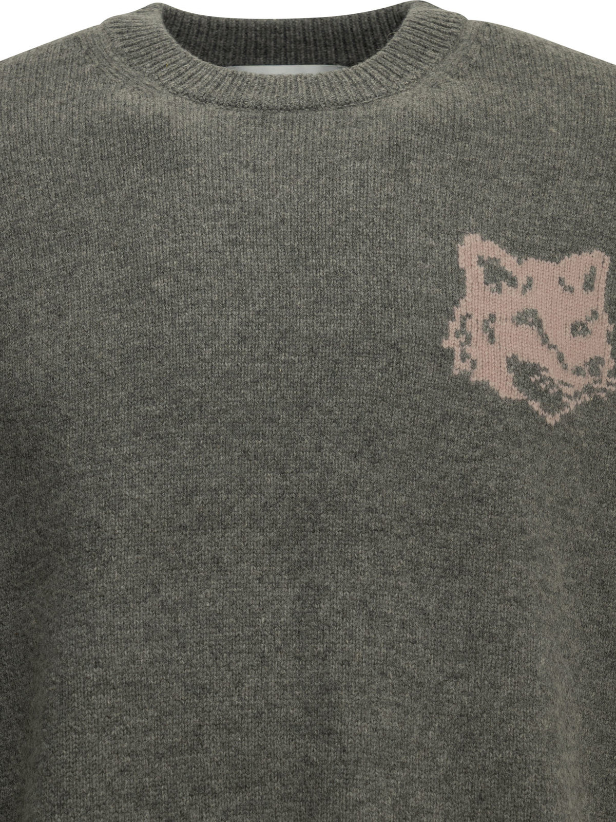 Maison Kitsuné "Fox Head" Crew-Neck Sweater - Grey