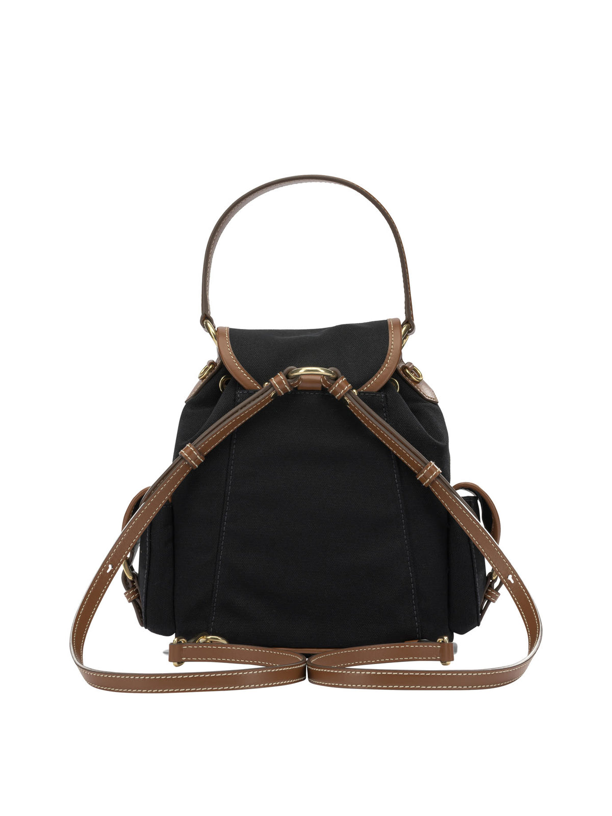 Miu Miu Canvas and leather backpack with logo - Black