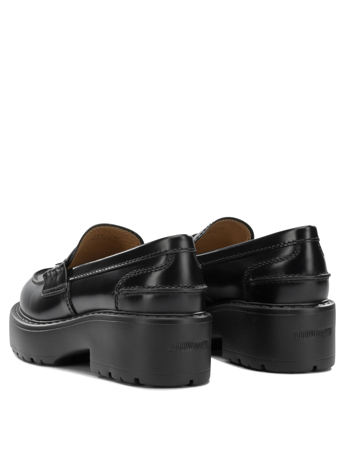 Miu Miu Brushed-leather loafers - Black