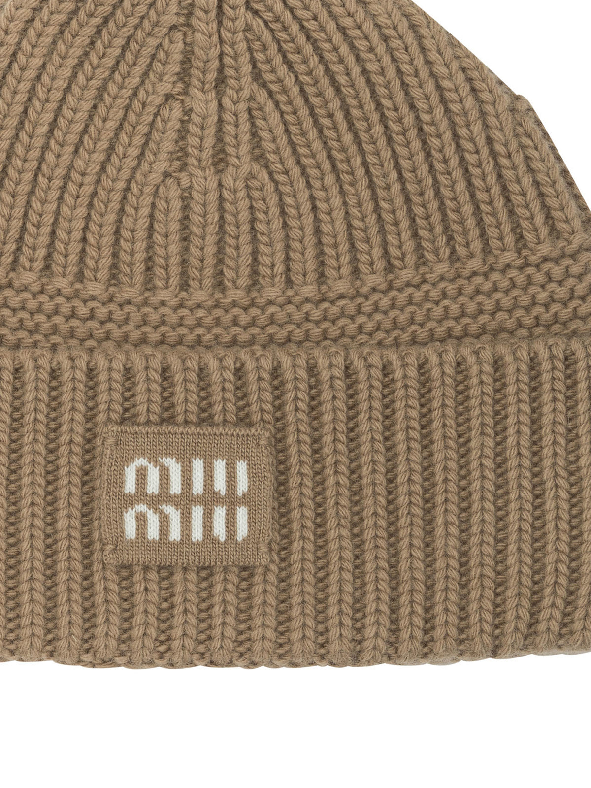 Miu Miu Wool and cashmere beanie with logo - Beige