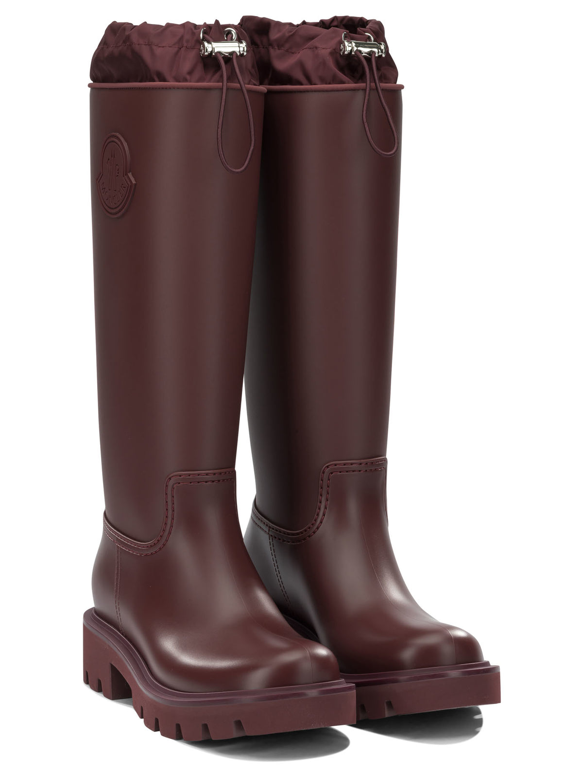 Moncler "Kickstream High" Rain Boots - Burgundy