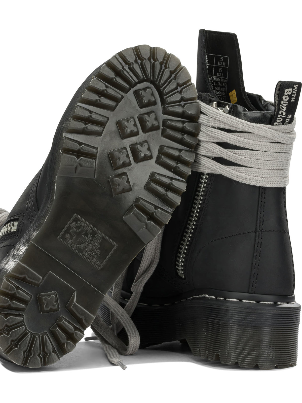 Rick Owens "Rick Owens x Dr. Martens - Quad Sole Steel" Zip-Up Ankle Boots - Black