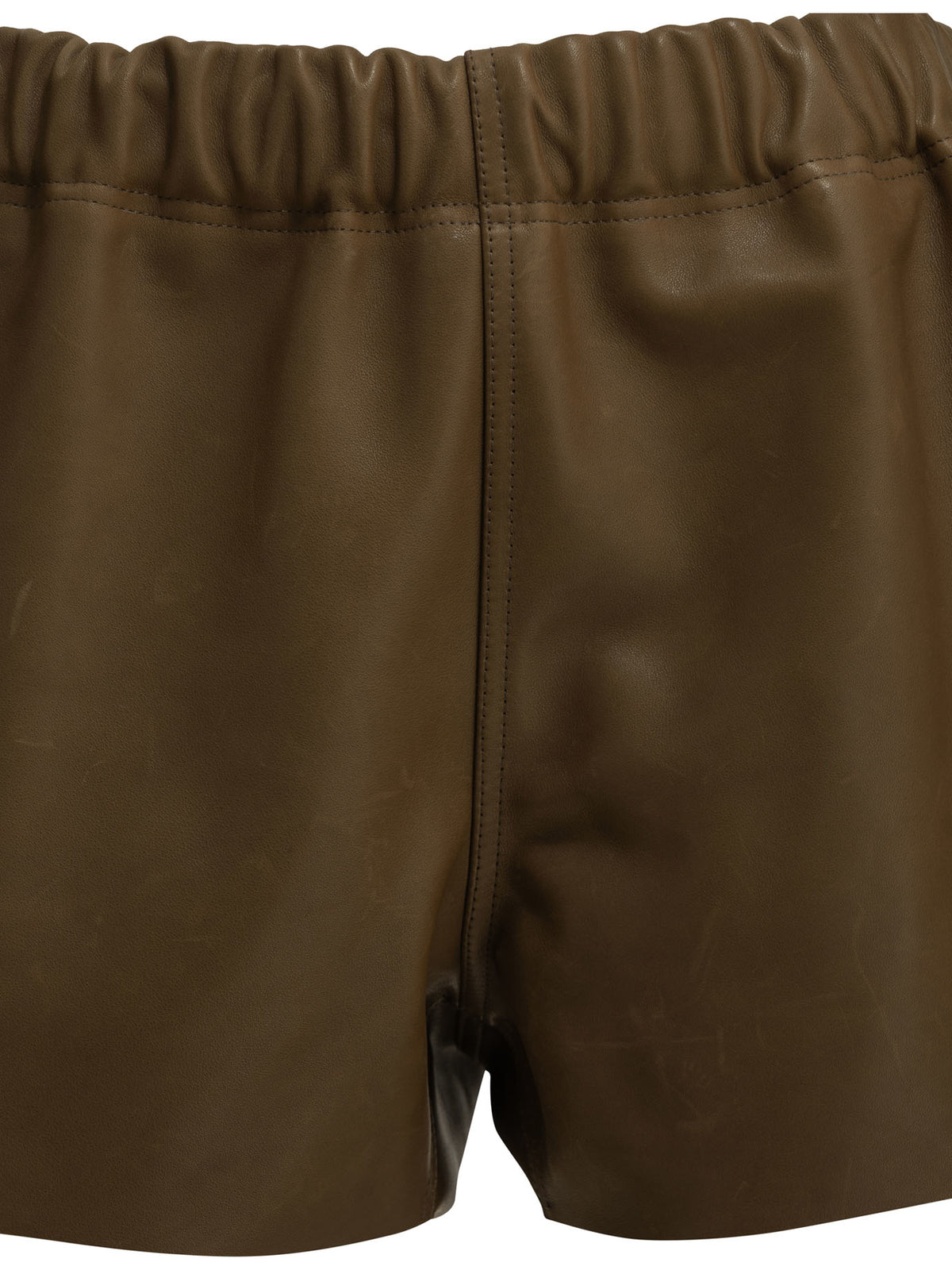 Rick Owens Leather shorts with an elastic waistband - Brown