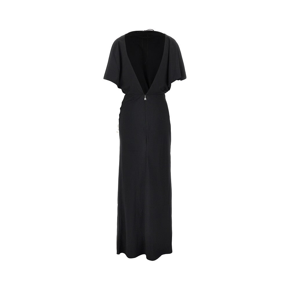 Rotate Slit long dress with rose detail