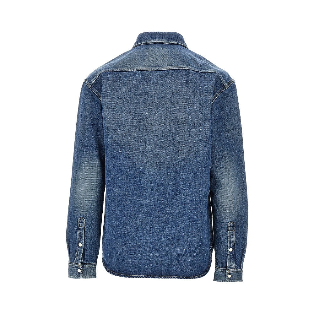 Saint Laurent Cassandre embroidery denim shirt