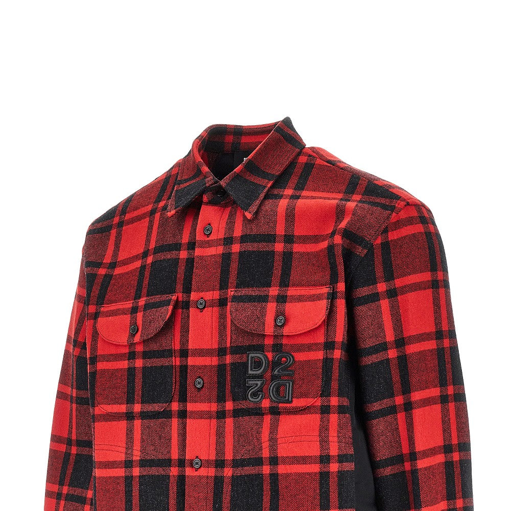 Dsquared2 Nylon and flannel hybrid overshirt