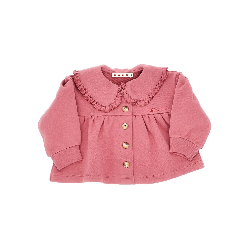 Marni French terry jacket with ruffled collar