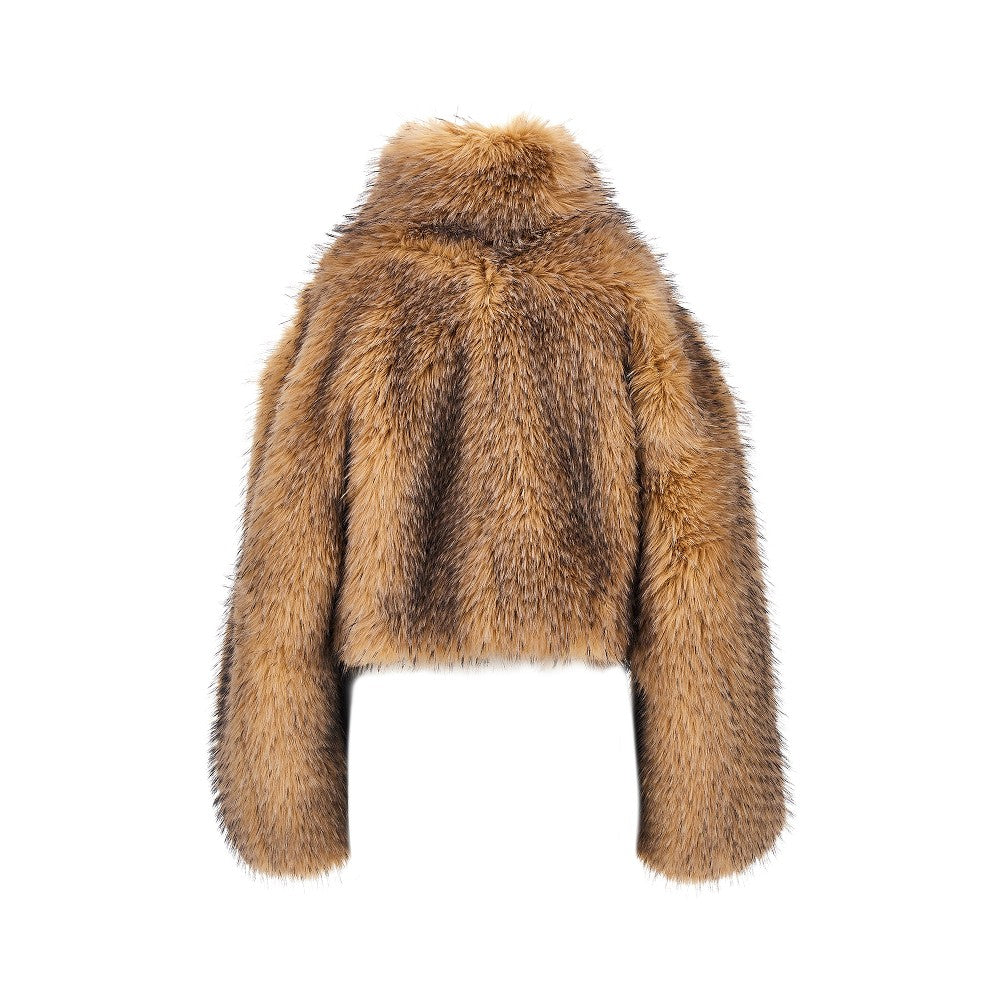 Rotate Faux fur cropped jacket