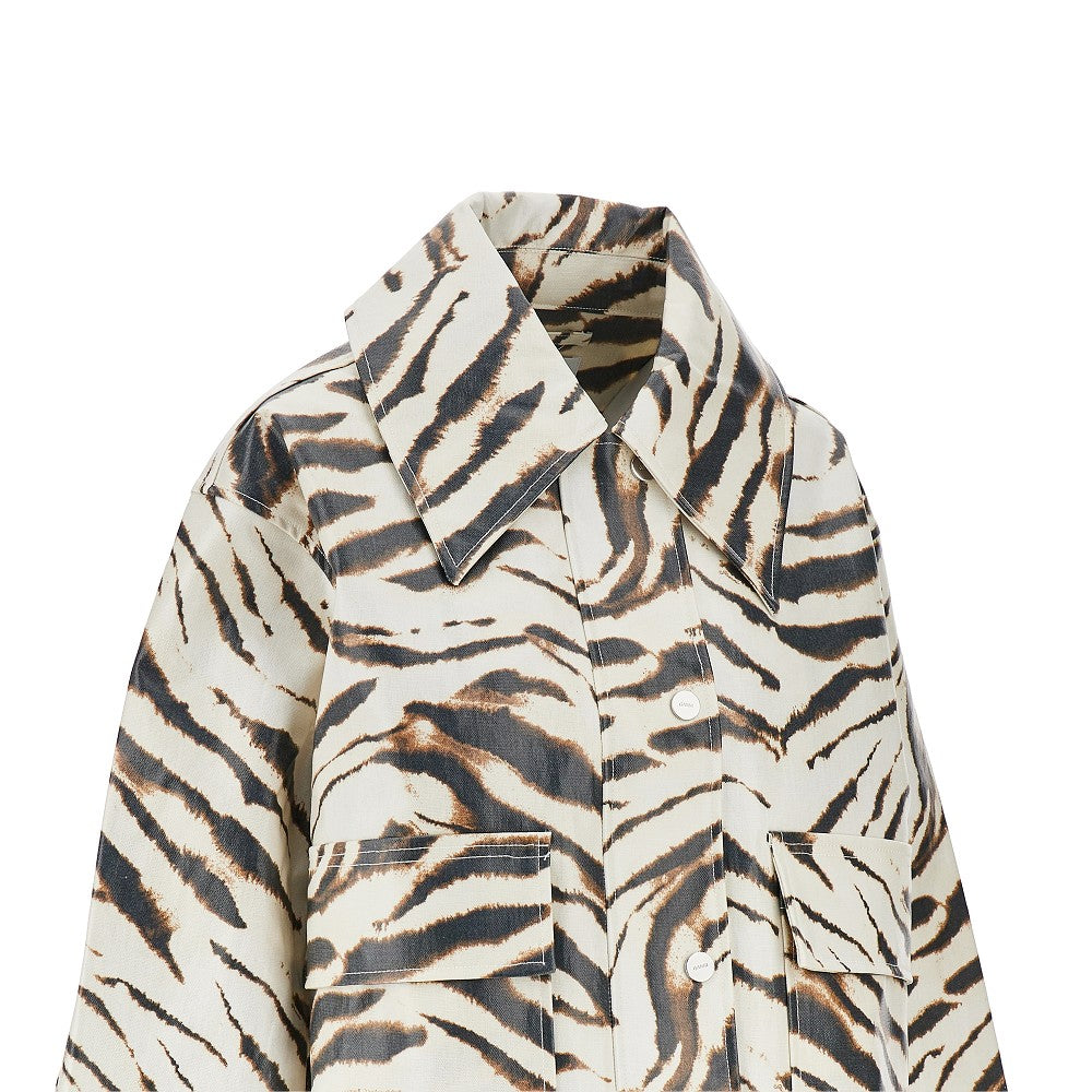 Ganni Coated fabric jacket with zebra-striped print