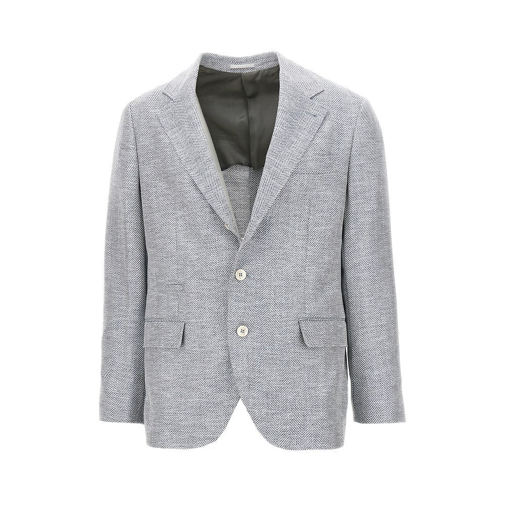 Brunello Cucinelli Chevron fabric single-breasted jacket