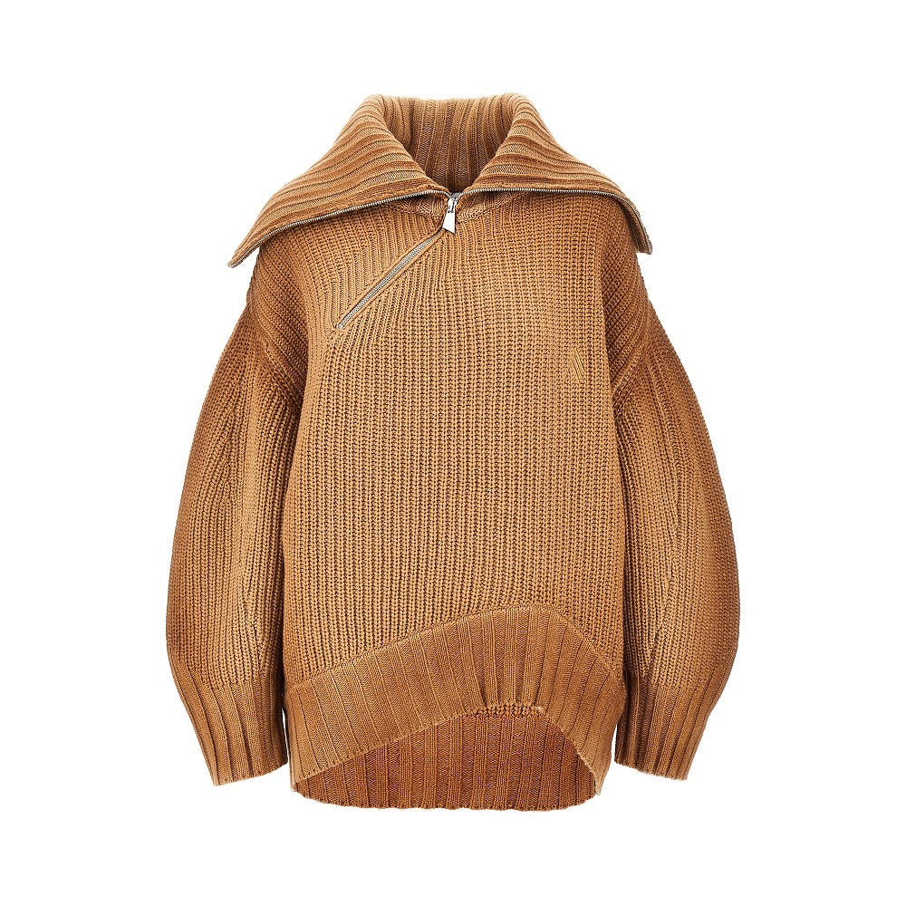 The Attico Wool and cashmere sweater with slanted zip