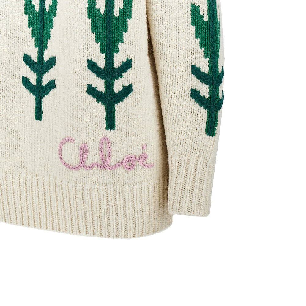 Chloé Flowers intarsia oversized wool sweater