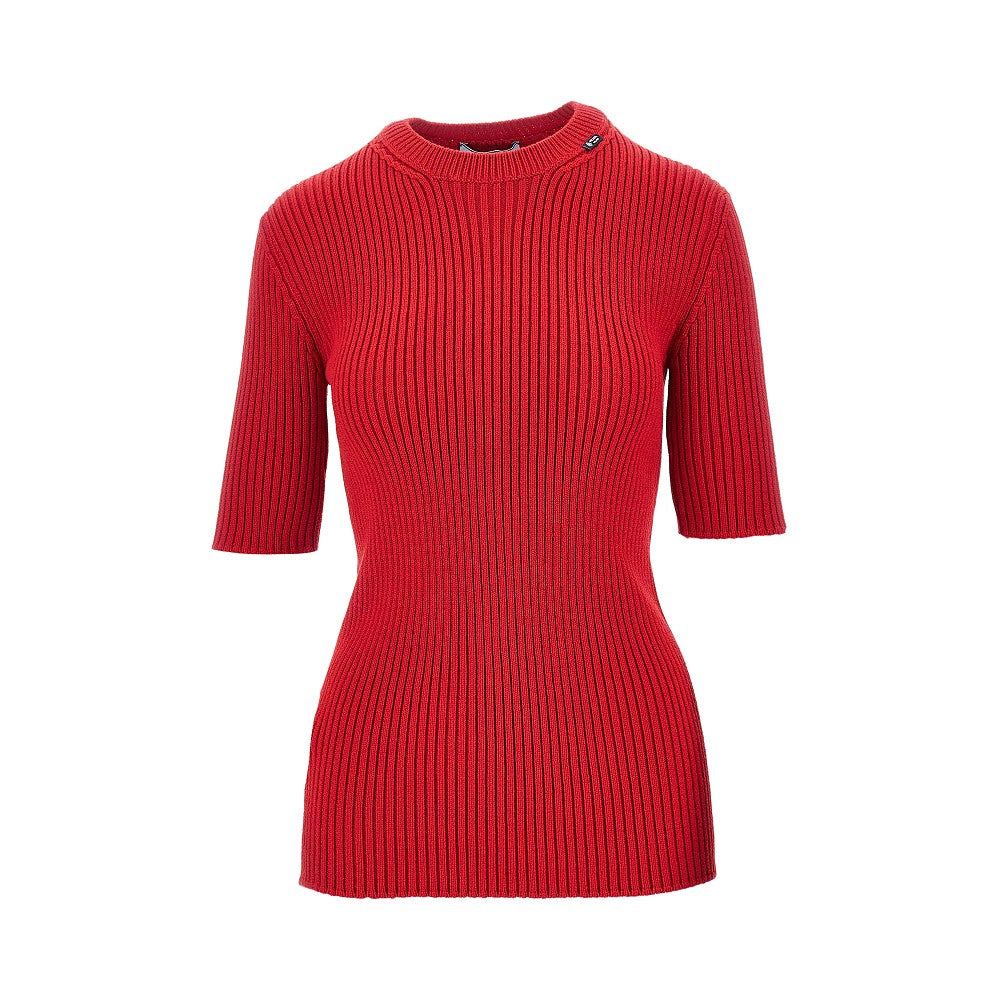 Prada Ribbed wool short-sleeved sweater