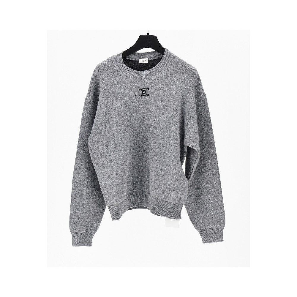Celine Cashmere blend sweater with Triomphe intarsia