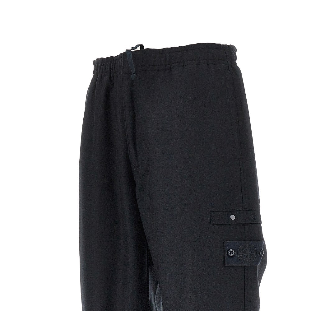 Stone Island Flannel pants with Logo Badge