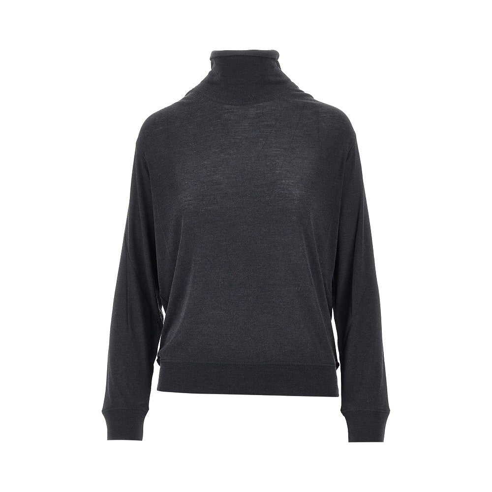 Khaite Wool and silk jersey mock-neck top