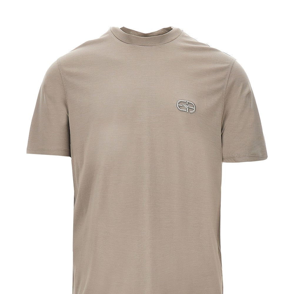 Emporio Armani Lyocell-blend jersey T-shirt with embroidery