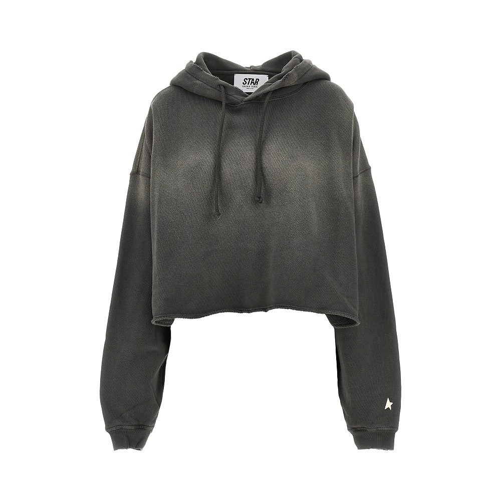 Golden Goose Back logo print oversized cropped hoodie