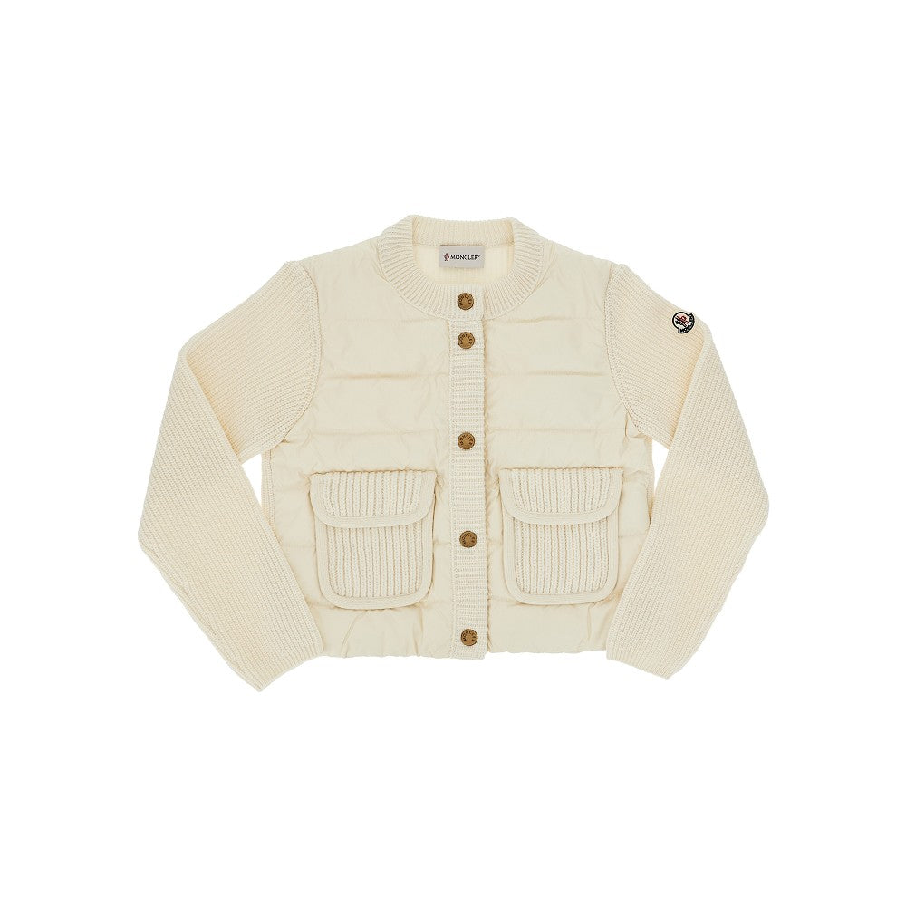 Moncler Knitted and padded microfiber cardigan